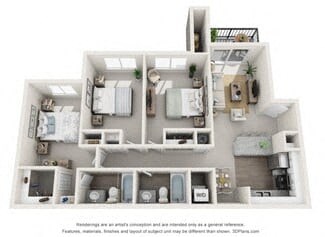 Floor plan for 3 beds, 2 baths, 1200 sqft